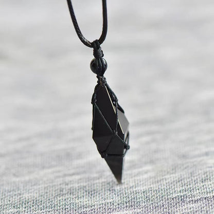 Black Obsidian Pendant Crystal Necklace