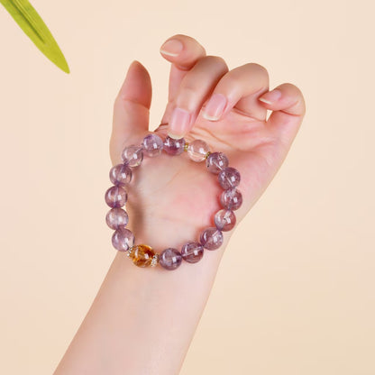 Amethyst Citrine & Clear Quartz Intentional Bead Bracelet