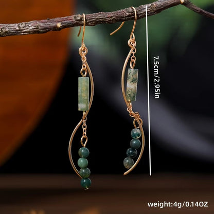 Moss Agate Flowing Earrings