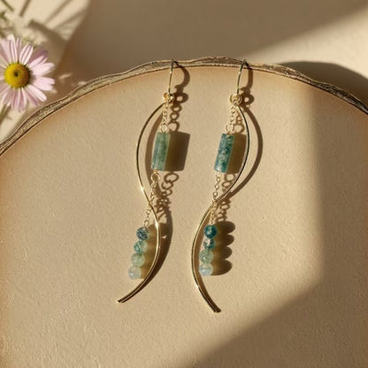 Moss Agate Flowing Earrings