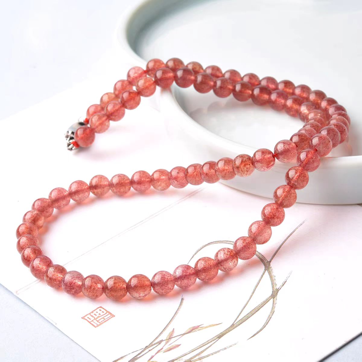 Rose Strawberry Crystal Necklace