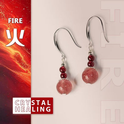 Crystal Love Drops Earrings — Strawberry Quartz & Garnet