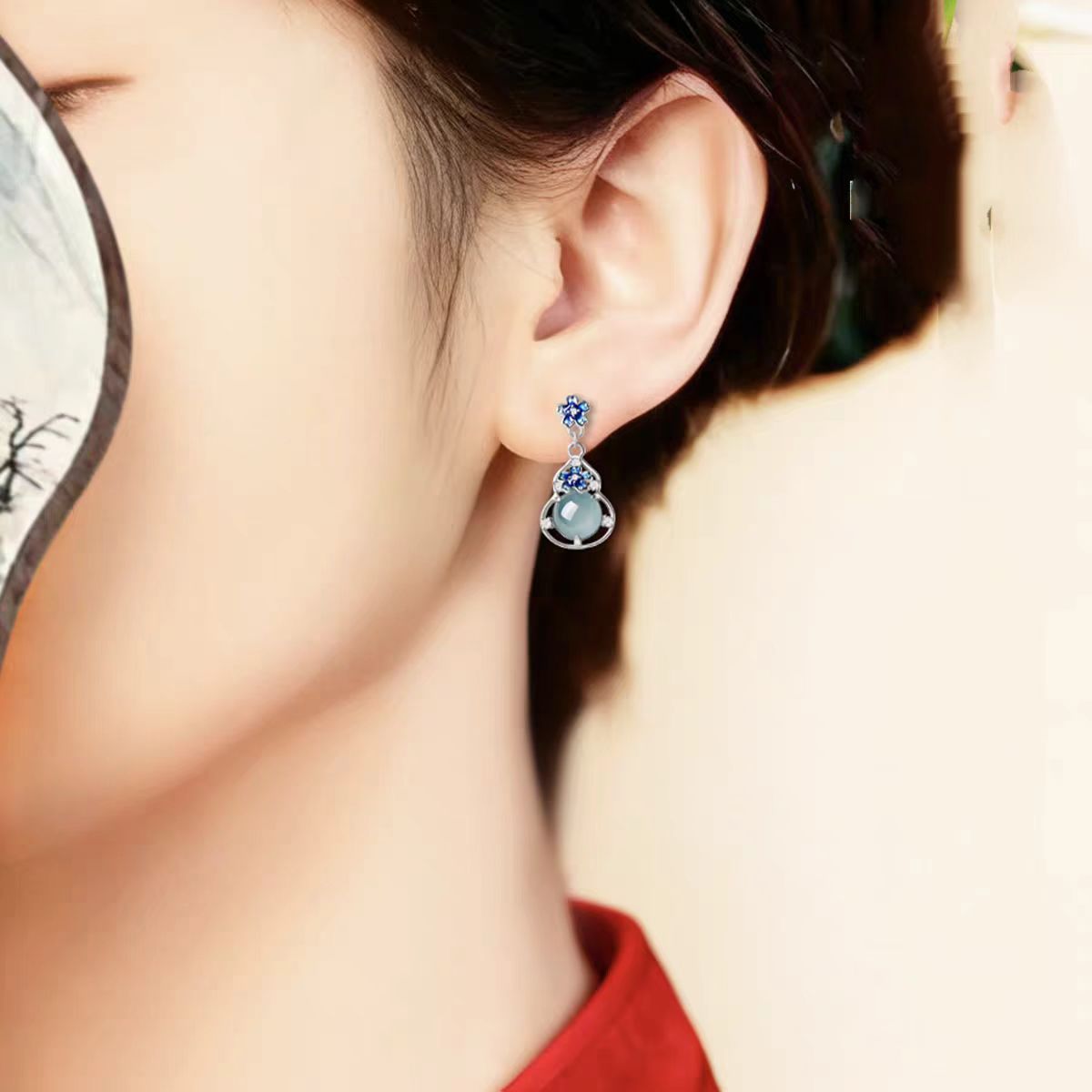 Jade Serenity Earrings — Natural Aquamarine