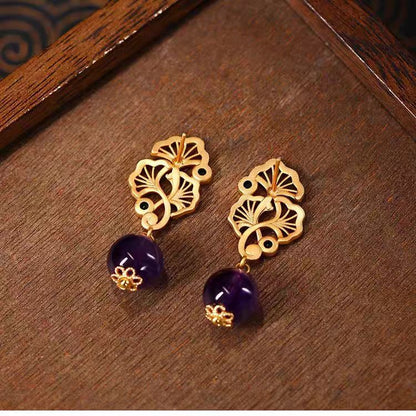 Royal Lotus Amethyst Earrings