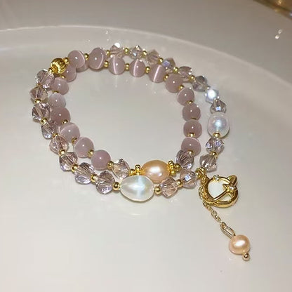 Rose Quartz Crystal Double-Layer Bracelet