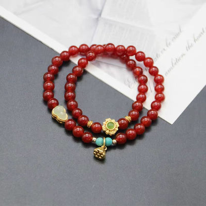 red agate double layer bracelet lotus gourd