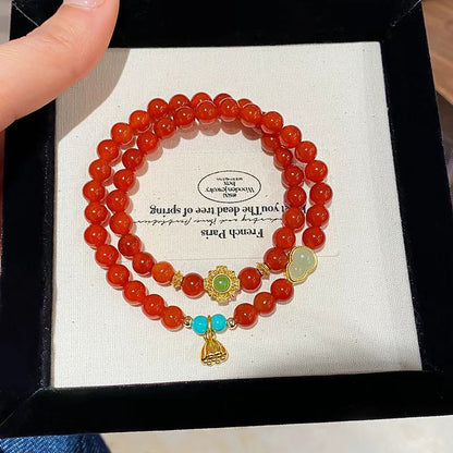 rea agate double layer bracelet lotus gourd