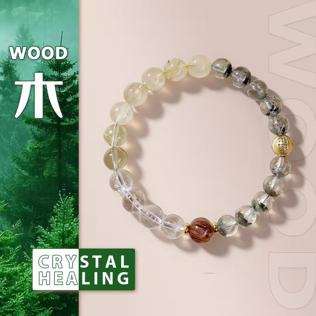 Metal & Wood Element Crystal Bracelet