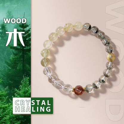 Metal & Wood Element Crystal Bracelet