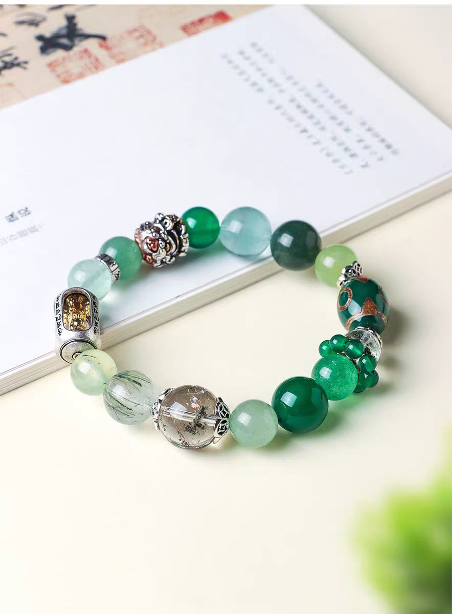 Aventurine & Green Fluorite Crystal Bracelet