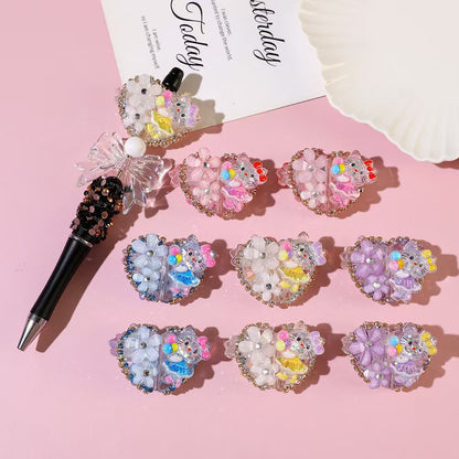 Rhinestone Heart Beads, Hello Kitty, Fancy beads,Bling Beads for Pen-1pcs