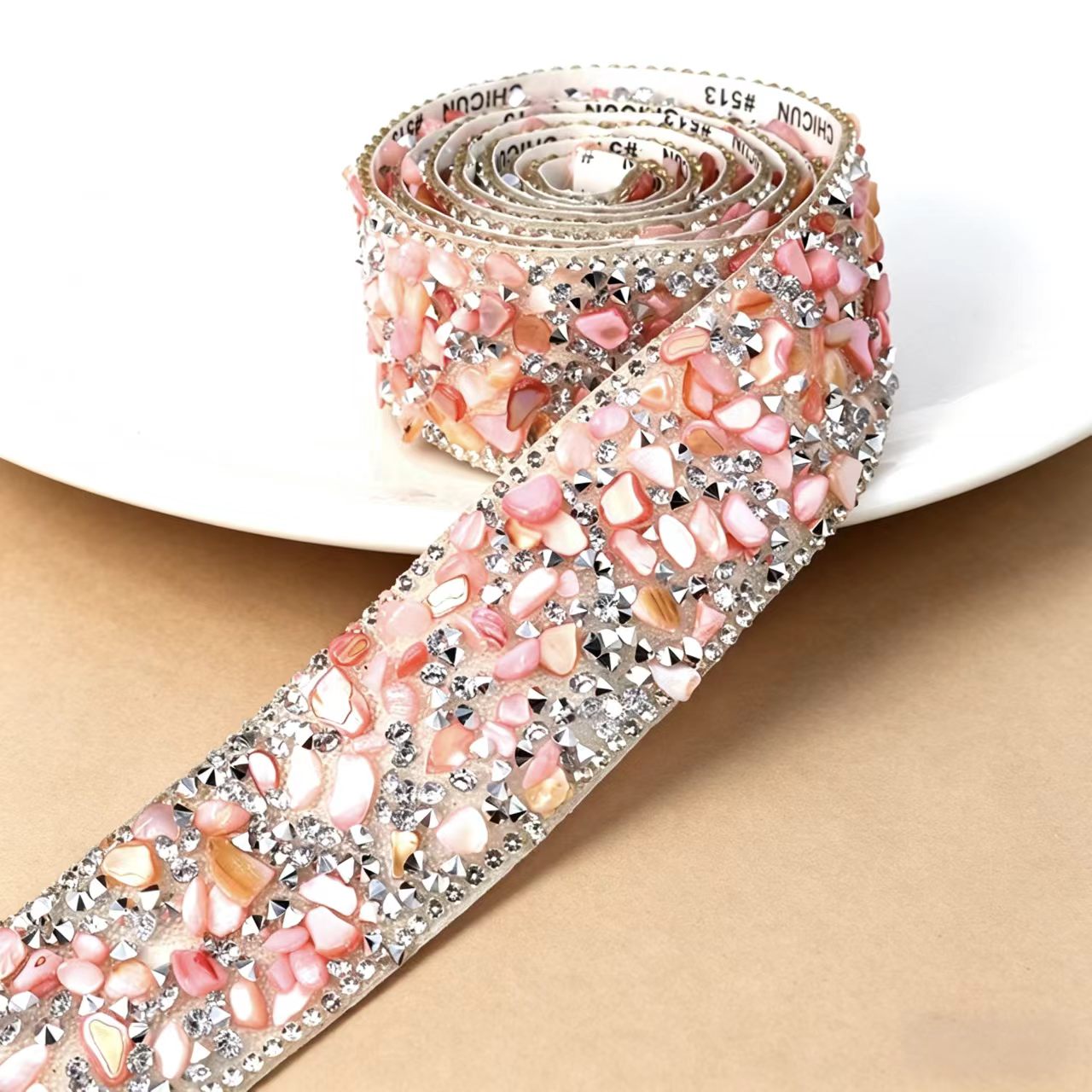 Colorful Crystal Rhinestone Trim Ribbon Stone Iron On Applique Chain Embellishment Sewing Accessories DIY Clothing Phone ect