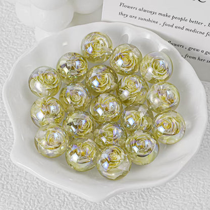 16mm Iridescent Rose Beads Transparent Acrylic Flower Beads | DIY Jewelry, Bracelets, Phone Charms & Bag Chains 20 pcs