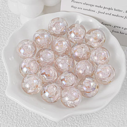 16mm Iridescent Rose Beads Transparent Acrylic Flower Beads | DIY Jewelry, Bracelets, Phone Charms & Bag Chains 20 pcs
