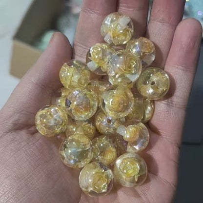 16mm Iridescent Rose Beads Transparent Acrylic Flower Beads | DIY Jewelry, Bracelets, Phone Charms & Bag Chains 20 pcs