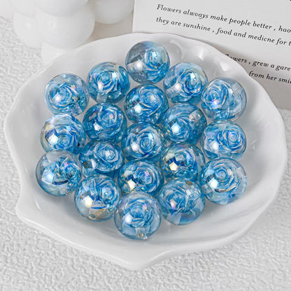 16mm Iridescent Rose Beads Transparent Acrylic Flower Beads | DIY Jewelry, Bracelets, Phone Charms & Bag Chains 20 pcs