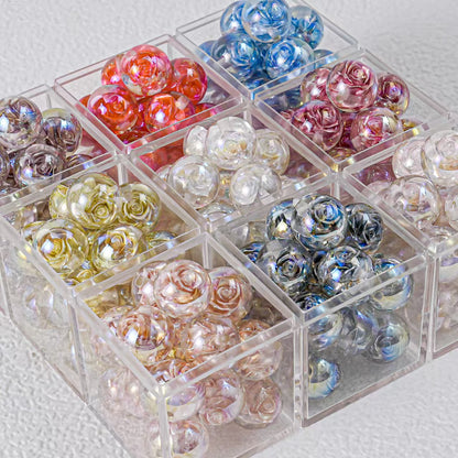 16mm Iridescent Rose Beads Transparent Acrylic Flower Beads | DIY Jewelry, Bracelets, Phone Charms & Bag Chains 20 pcs