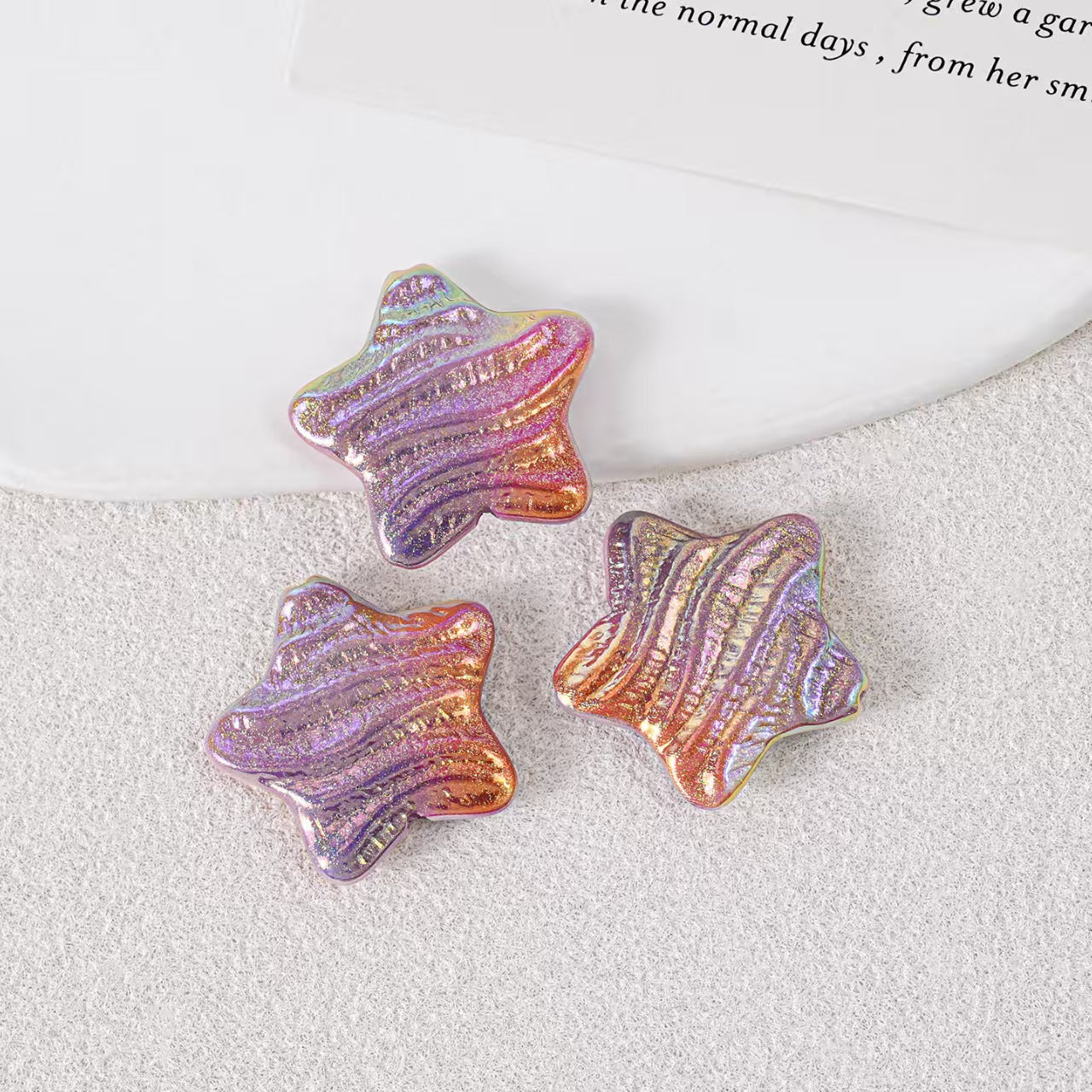 23mm Iridescent Star Beads – Oil Painting Color Plated Acrylic Charms | DIY Jewelry,  Phone Charm Making 20pcs