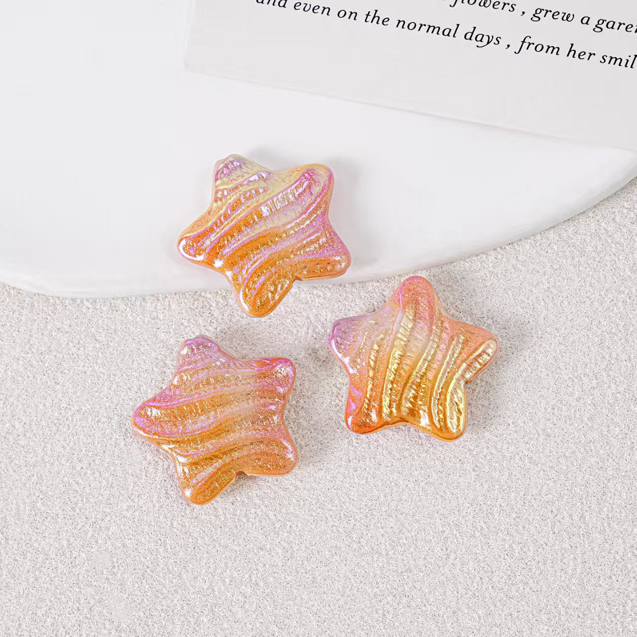 23mm Iridescent Star Beads – Oil Painting Color Plated Acrylic Charms | DIY Jewelry,  Phone Charm Making 20pcs