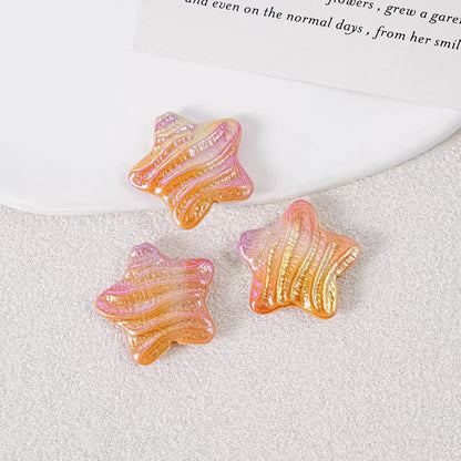 23mm Iridescent Star Beads – Oil Painting Color Plated Acrylic Charms | DIY Jewelry,  Phone Charm Making 20pcs