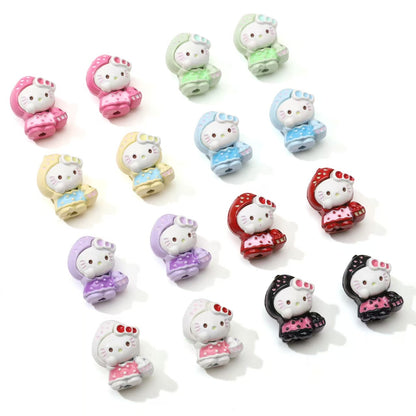 12×16mm Strawberry Kitty Alloy Beads – DIY Jewelry Making Supplies for Phone Charms, Bracelets & Accessories (Hole: 1.9mm)