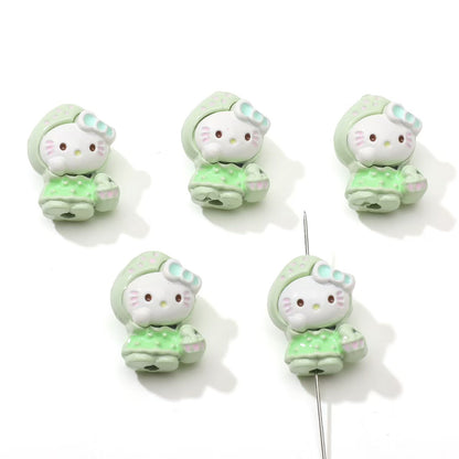 12×16mm Strawberry Kitty Alloy Beads – DIY Jewelry Making Supplies for Phone Charms, Bracelets & Accessories (Hole: 1.9mm)