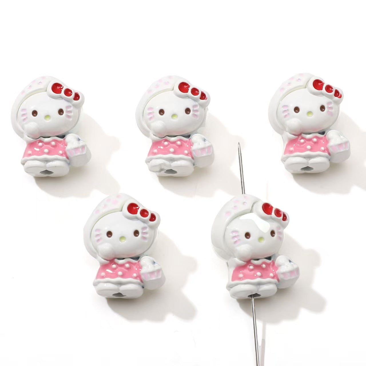 12×16mm Strawberry Kitty Alloy Beads – DIY Jewelry Making Supplies for Phone Charms, Bracelets & Accessories (Hole: 1.9mm)