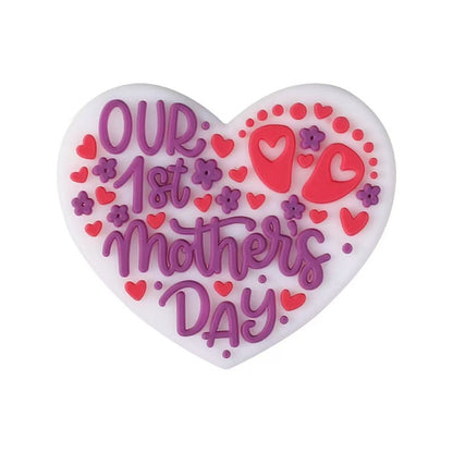 Mother's Day Silicone Focal Beads – Cartoon Heart & Letter Beads for DIY Jewelry, Keychains, Bracelets & Craft Supplies (10 pcs)