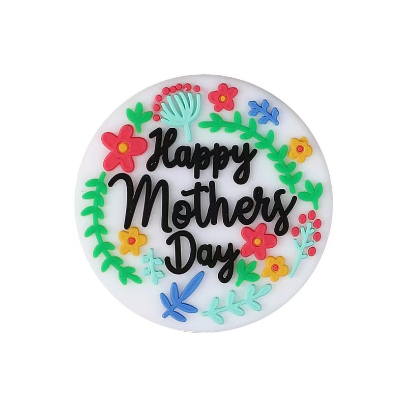 Mother's Day Silicone Focal Beads – Cartoon Heart & Letter Beads for DIY Jewelry, Keychains, Bracelets & Craft Supplies (10 pcs)