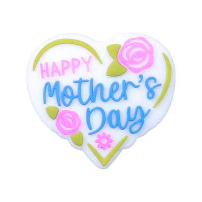 Mother's Day Silicone Focal Beads – Cartoon Heart & Letter Beads for DIY Jewelry, Keychains, Bracelets & Craft Supplies (10 pcs)