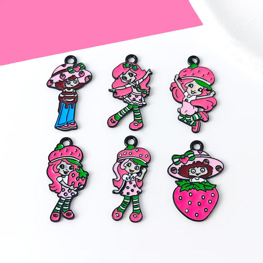 Strawberry  Alloy Charms for DIY Jewelry, Keychains & Phone Straps – Cute Cartoon Pendant Accessories (10pcs)