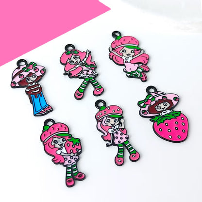 Strawberry  Alloy Charms for DIY Jewelry, Keychains & Phone Straps – Cute Cartoon Pendant Accessories (10pcs)