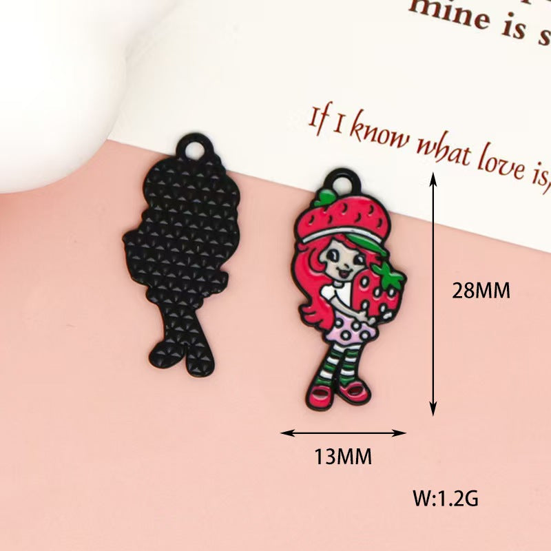 Strawberry  Alloy Charms for DIY Jewelry, Keychains & Phone Straps – Cute Cartoon Pendant Accessories (10pcs)