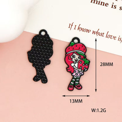 Strawberry  Alloy Charms for DIY Jewelry, Keychains & Phone Straps – Cute Cartoon Pendant Accessories (10pcs)