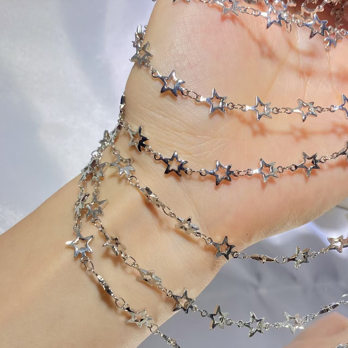 Delicate Charm Link Chain – Star, Cross & Clover (1meter)