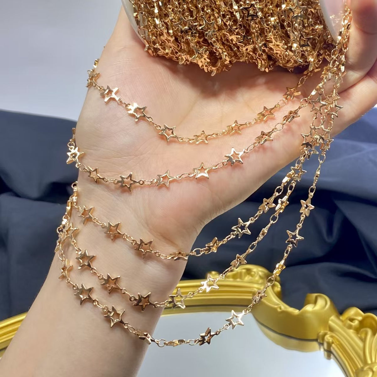 Delicate Charm Link Chain – Star, Cross & Clover (1meter)
