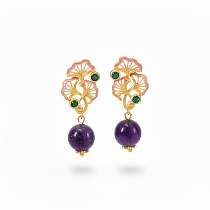 Royal Lotus Amethyst Earrings