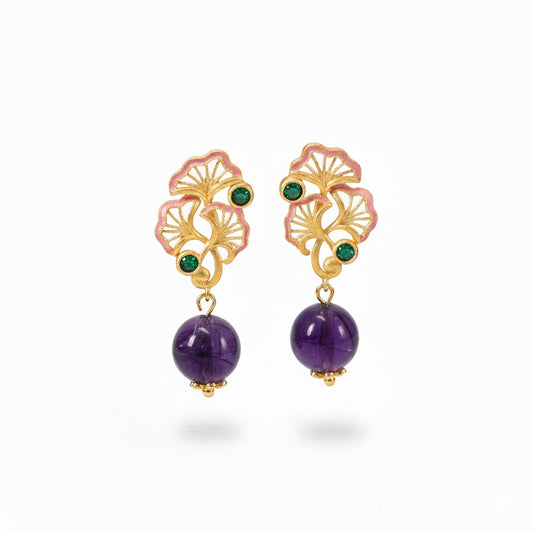 Royal Lotus Amethyst Earrings