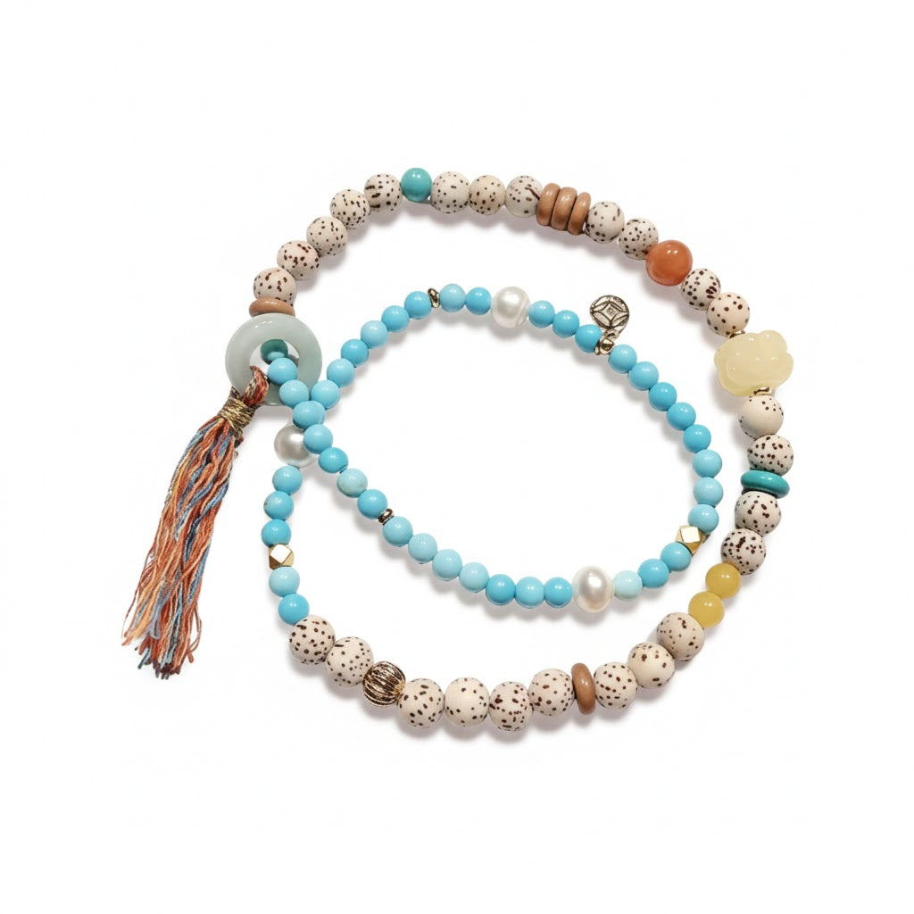 litttle beads double layer bracelet tassel charm