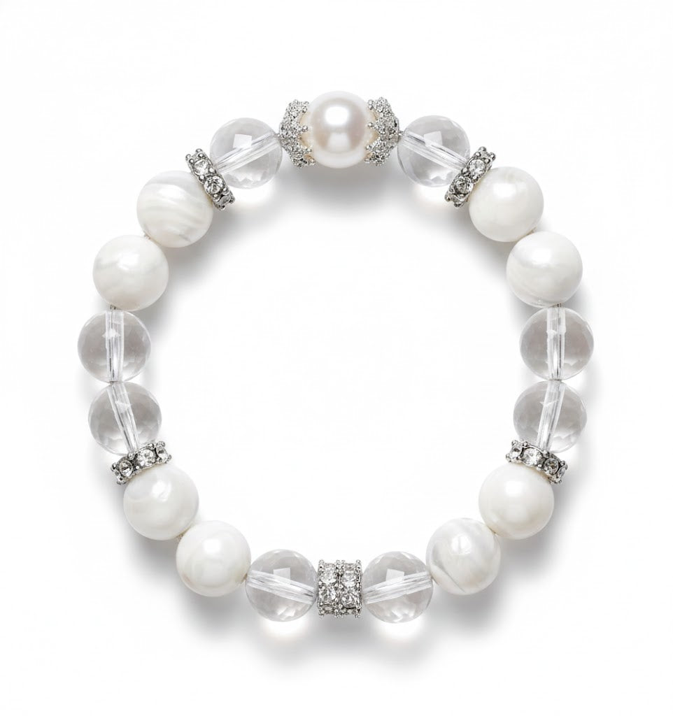 Moonlight Clarity Bracelet – Natural White Quartz & Moonstone