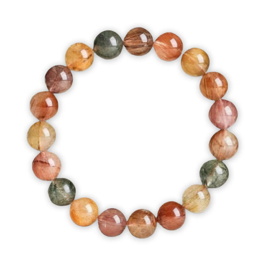 Natural Multicolor Rutilated Quartz Bracelet