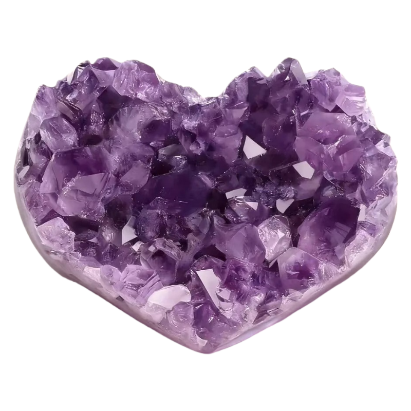 Natural Amethyst Heart Crystal – Handmade Geode Stone for Home Decor