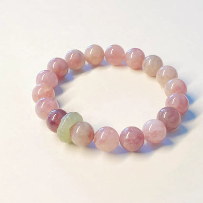 Multicolored beaded bracelet on a white background