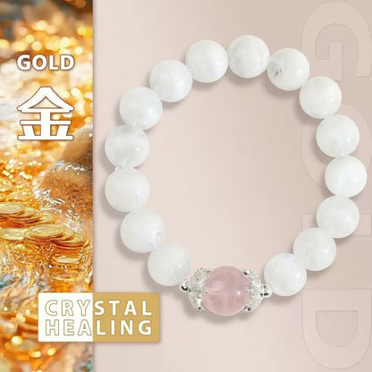 Pure Heart Harmony Bracelet  White Quartz & Rose Quartz Crystal