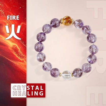 Amethyst Citrine & Clear Quartz Intentional Bead Bracelet
