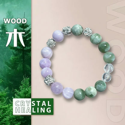 Lavender Jade & Green Jadeite Crystal Bracelet – Abundance & Tranquility