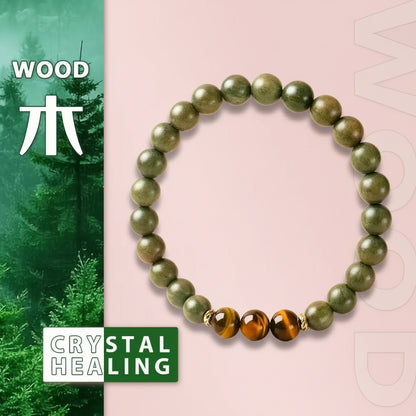 Natural Green Sandalwood  &  Yellow Tiger Eye Bracelet
