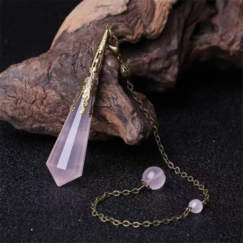 Rose Quartz & Amethyst Faceted Crystal Pendulum