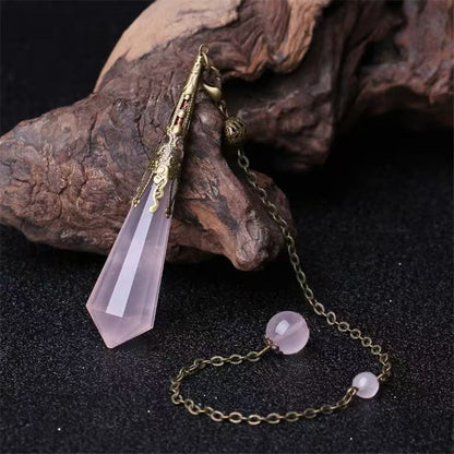 Rose Quartz & Amethyst Faceted Crystal Pendulum