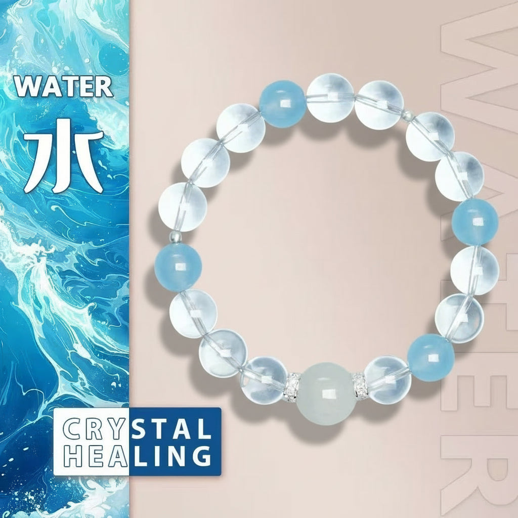 Calm Spirit Bracelet – Aquamarine & Clear Quartz for Peace, Clarity & Flow